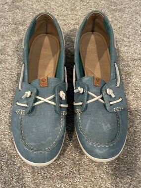 Sperry Top-Sider Women's Blue Denim Boat Shoes, Size 10